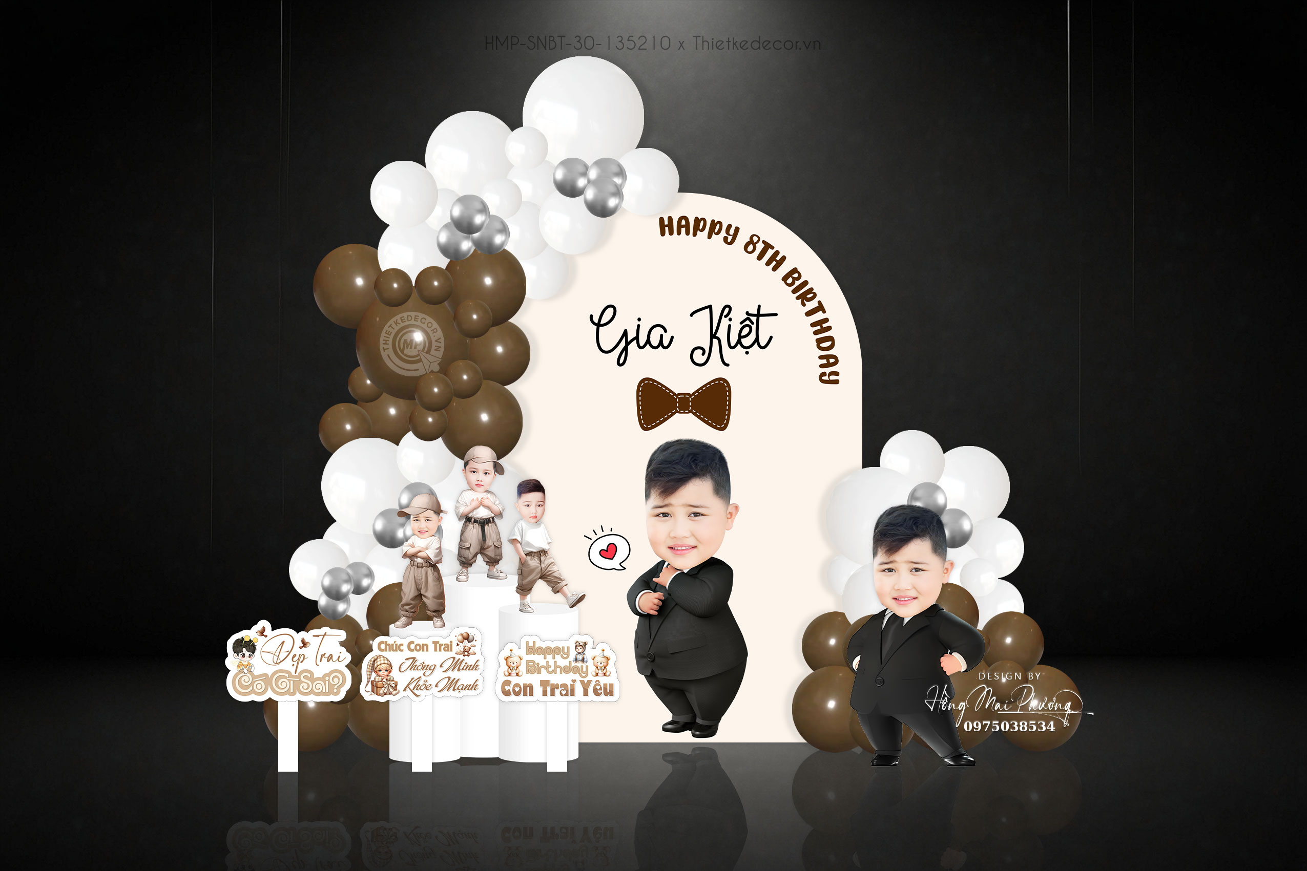 Sinh nhật bé trai tuổi rồng tone nâu tây